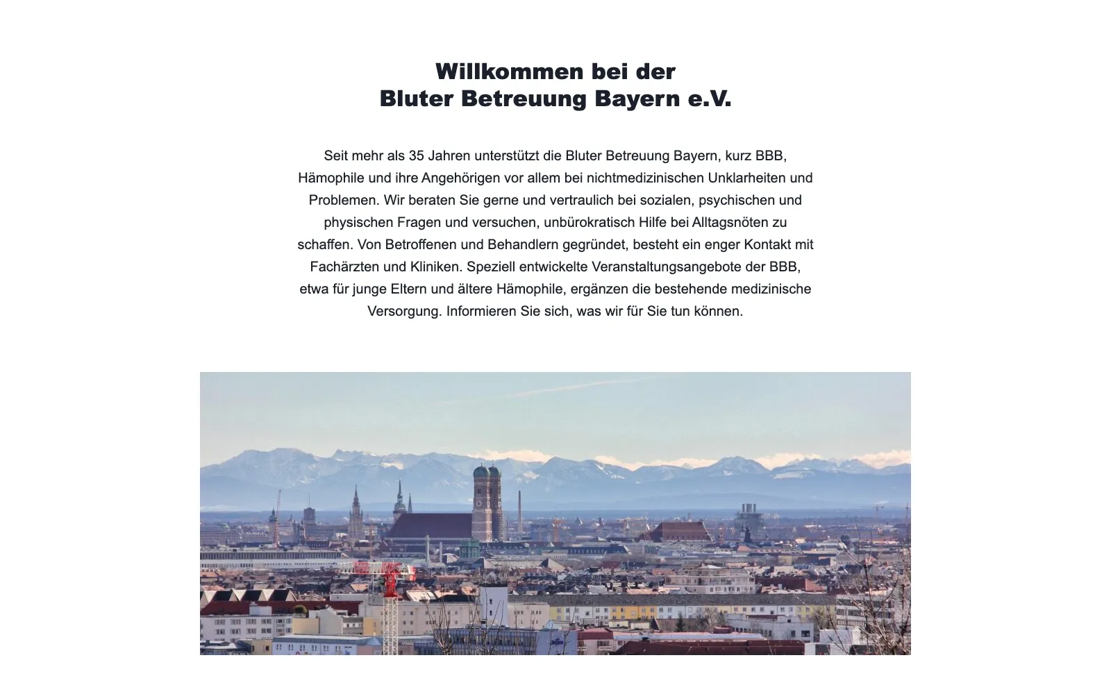 Screenshot der Website Bluter Betreuung Bayern e.V.