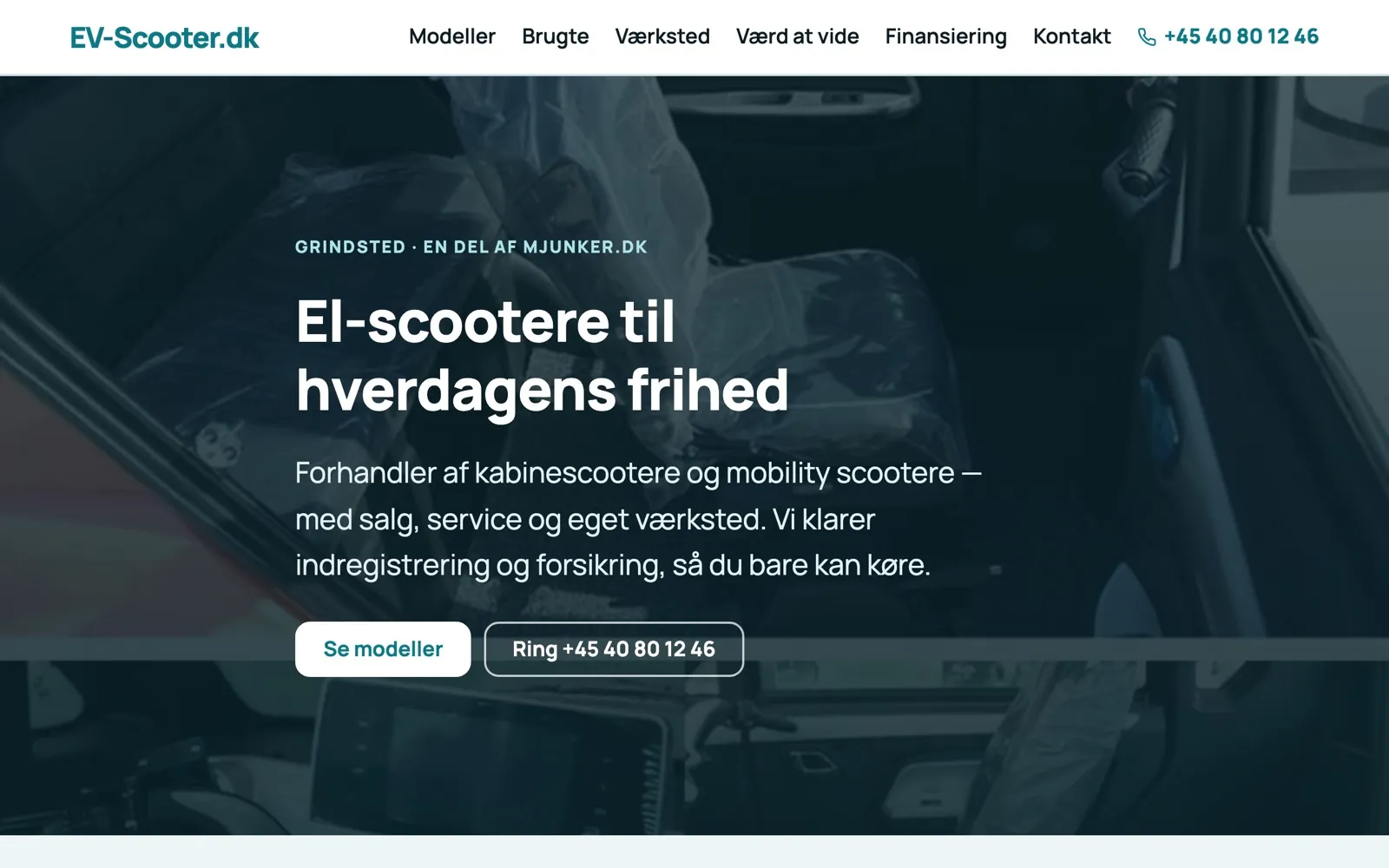 Screenshot der Website EV-Scooter.dk