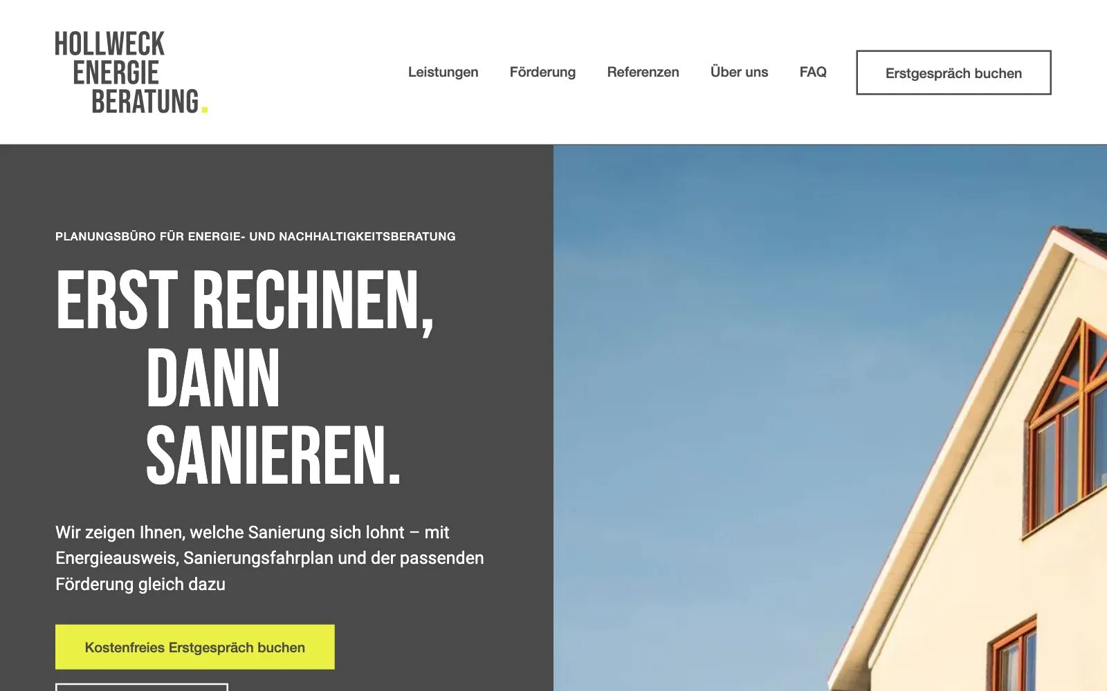 Screenshot der Website Hollweck Energieberatung