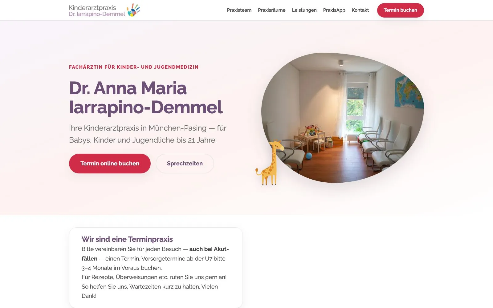 Screenshot der Website Kinderarztpraxis Dr. Iarrapino-Demmel
